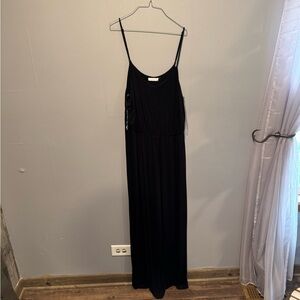 Lush Black Spaghetti Strap Slip Maxi Dress